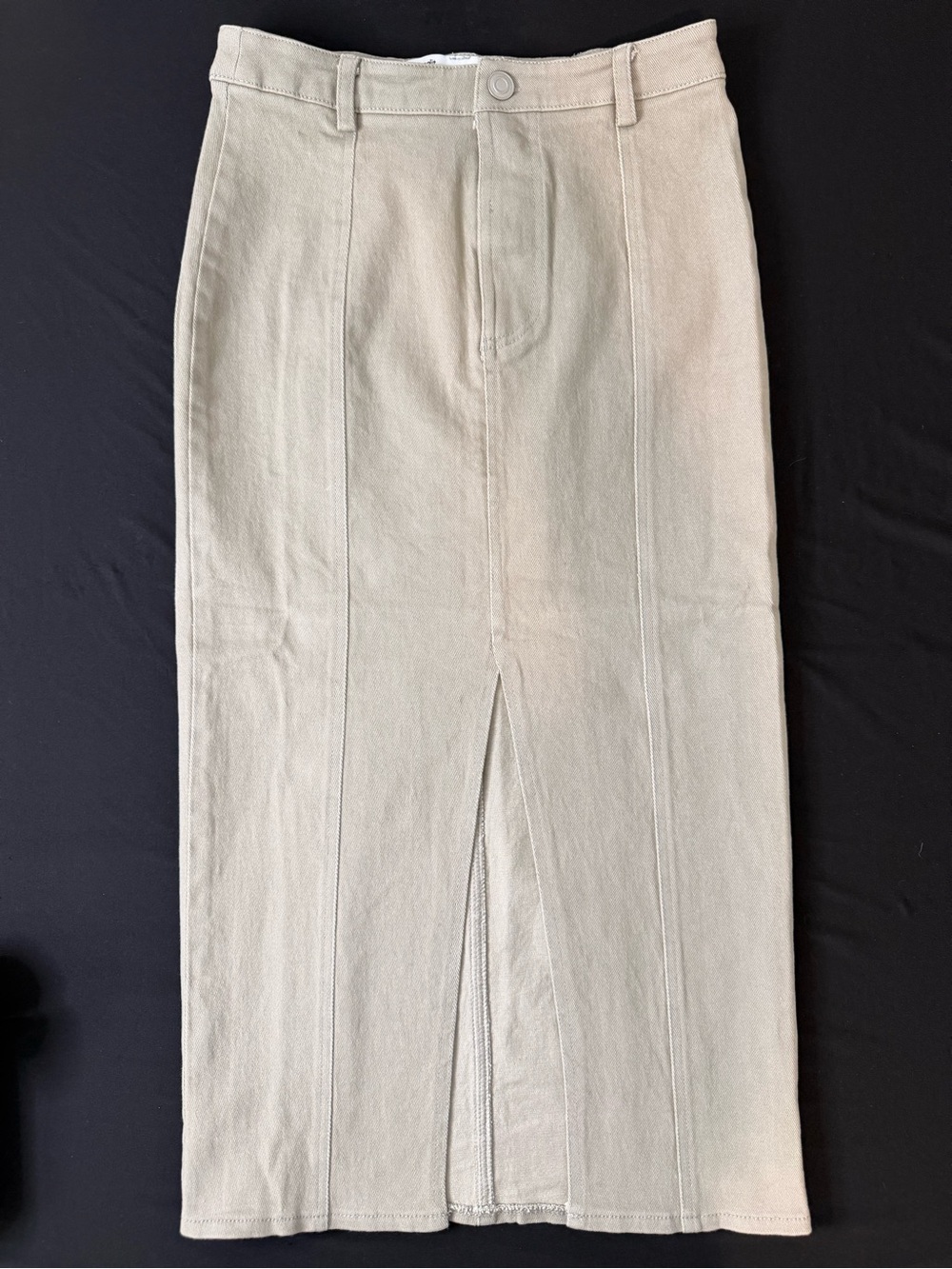Women’s Gray Midi Pencil Skirt with Front Slit
